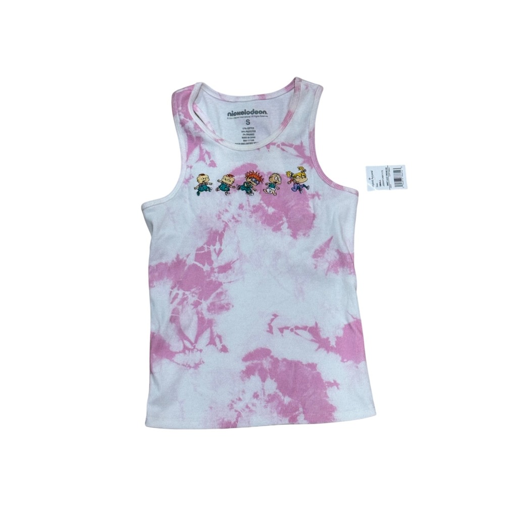 Nickelodeon Rugrats Pink Tie Dye Graphic Tank Top Womens‎ Small NWT Embroidered